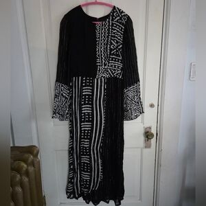 Ashro Black Metallic Patchwork Dress